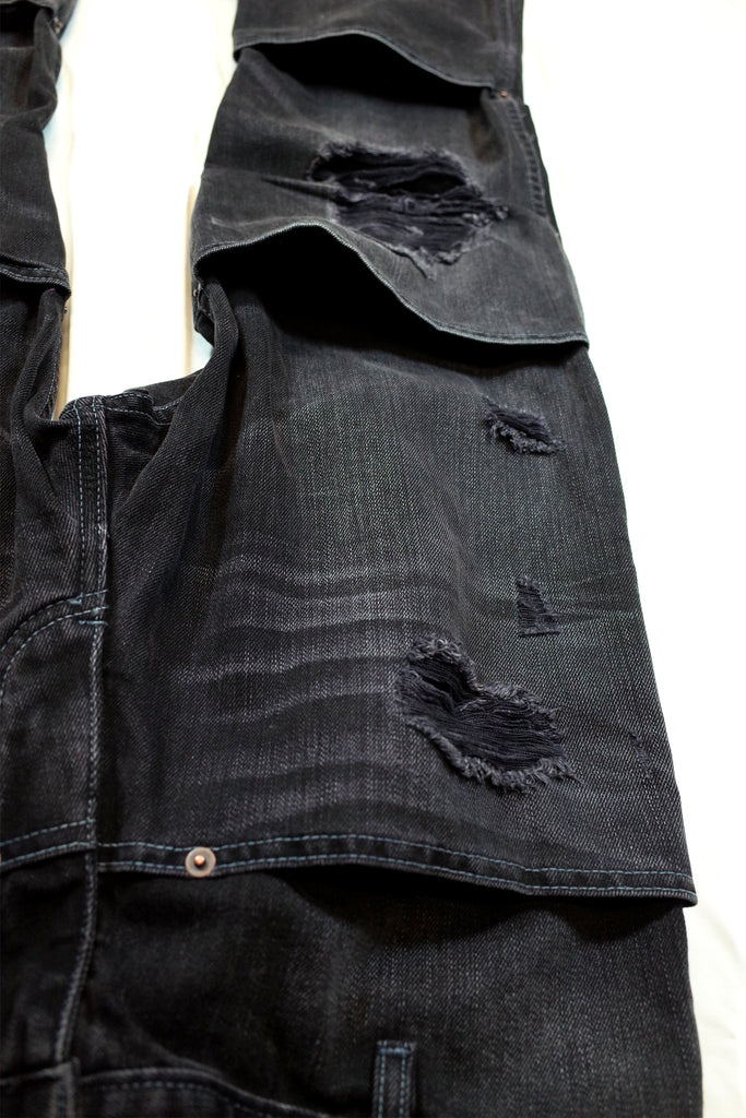 Mod. 22 Col. 3 - 12 Pocket Black Distressed Jeans